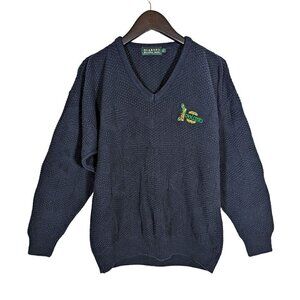 Vintage Blarney Woollen Mills Fisherman's Navy Knit Sweater Ireland Men's Large